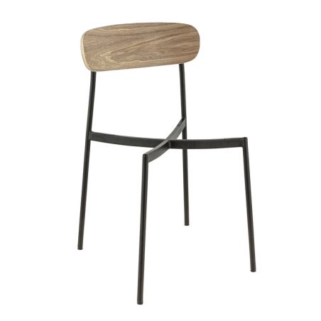 Assise ZOE d'intérieur - Métal noir, bois bois naturel