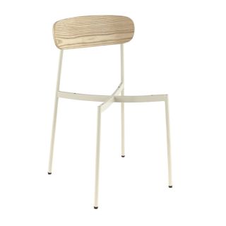 Assise ZOE d'intérieur - Métal blanc, bois bois naturel