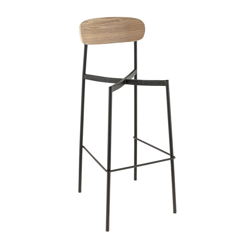 Assise RALPH d'intérieur - Métal noir, bois naturel