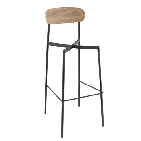 Assise RALPH d'intérieur - Métal noir, bois naturel