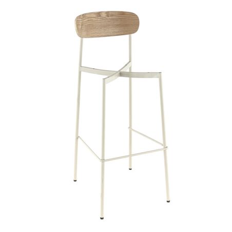 Assise RALPH d'intérieur - Métal blanc, bois naturel