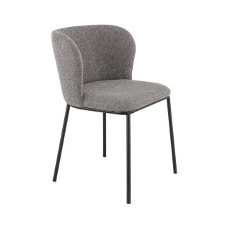 Chaise de restaurant MELINA d'intérieur - Métal noir, tissu 100 % polyester recyclé - bois gris 18