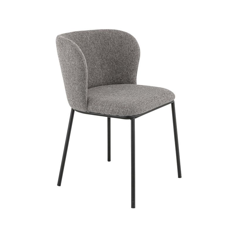 Chaise de restaurant MELINA d'intérieur - Métal noir, tissu 100 % polyester recyclé - bois gris 18