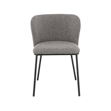 Chaise de restaurant MELINA d'intérieur - Métal noir, tissu 100 % polyester recyclé - bois gris 18