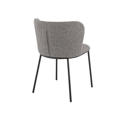Chaise de restaurant MELINA d'intérieur - Métal noir, tissu 100 % polyester recyclé - bois gris 18