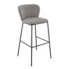 Tabouret de bar SANDRA d'intérieur - Métal noir, tissu 100 % polyester recyclé - bois gris 18