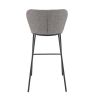 Tabouret de bar SANDRA d'intérieur - Métal noir, tissu 100 % polyester recyclé - bois gris 18