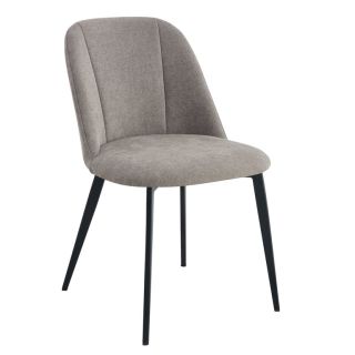 Chaise de restaurant MAGALI d'intérieur - Bois noir, tissu 100% PES - métal greige 09