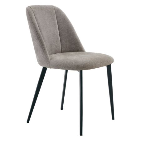 Chaise de restaurant MAGALI d'intérieur - Bois noir, tissu 100% PES - métal greige 09