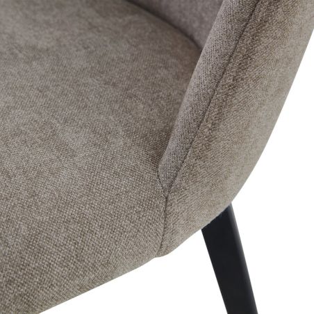Chaise de restaurant MAGALI d'intérieur - Bois noir, tissu 100% PES - métal greige 09