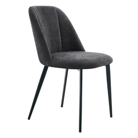 Chaise de restaurant MAGALI d'intérieur - Bois noir, tissu 100% PES - métal anthracite 99