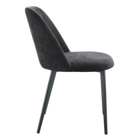 Chaise de restaurant MAGALI d'intérieur - Bois noir, tissu 100% PES - métal anthracite 99
