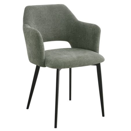 Fauteuil de restaurant FRANCIS d'intérieur - Bois noir, tissu 100% PES - métal vert 37