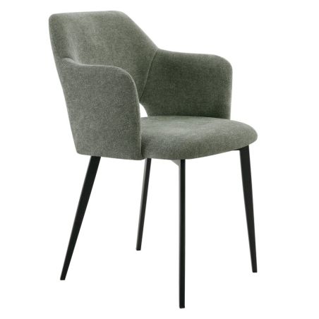 Fauteuil de restaurant FRANCIS d'intérieur - Bois noir, tissu 100% PES - métal vert 37