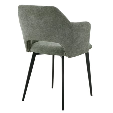 Fauteuil de restaurant FRANCIS d'intérieur - Bois noir, tissu 100% PES - métal vert 37