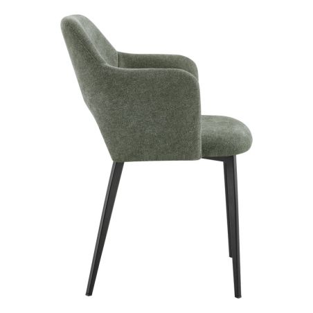 Fauteuil de restaurant FRANCIS d'intérieur - Bois noir, tissu 100% PES - métal vert 37