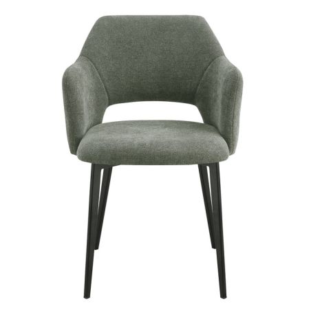 Fauteuil de restaurant FRANCIS d'intérieur - Bois noir, tissu 100% PES - métal vert 37