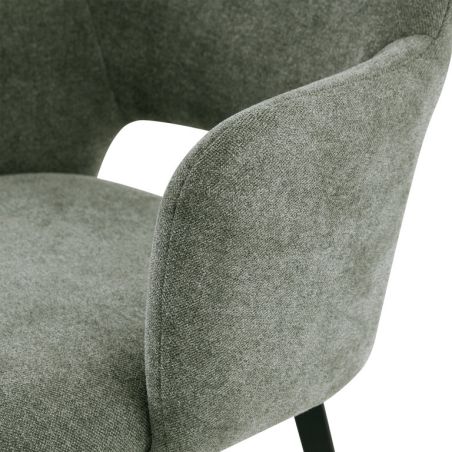 Fauteuil de restaurant FRANCIS d'intérieur - Bois noir, tissu 100% PES - métal vert 37