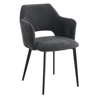Fauteuil de restaurant FRANCIS d'intérieur - Bois noir, tissu 100% PES - métal anthracite 99