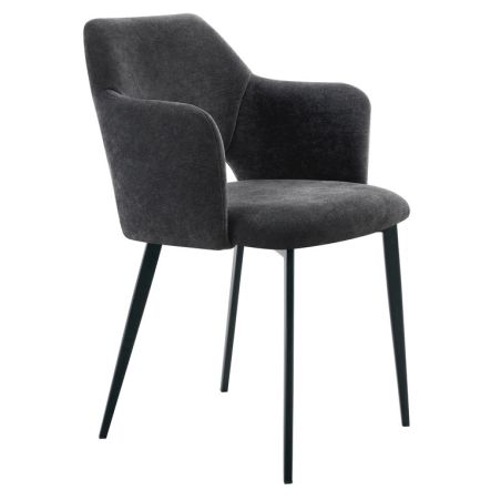 Fauteuil de restaurant FRANCIS d'intérieur - Bois noir, tissu 100% PES - métal anthracite 99
