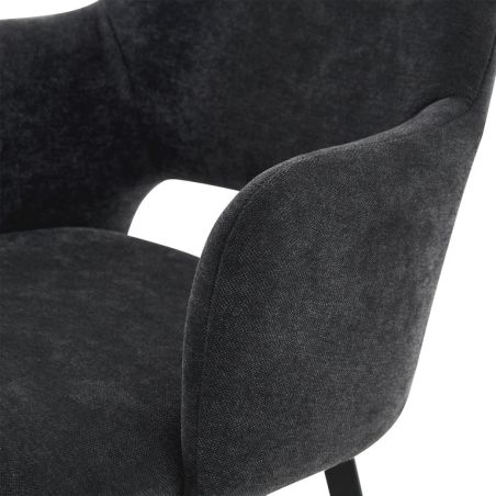 Fauteuil de restaurant FRANCIS d'intérieur - Bois noir, tissu 100% PES - métal anthracite 99
