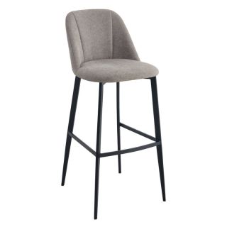 Tabouret de bar MARTIN d'intérieur - Bois noir, tissu 100% PES - métal greige 09
