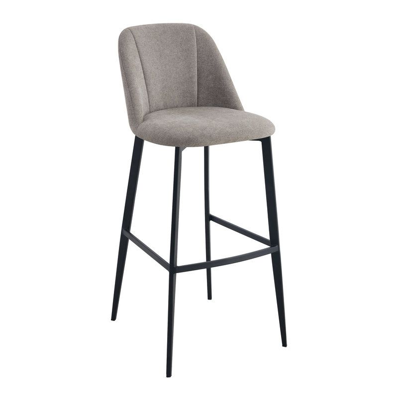 Tabouret de bar MARTIN d'intérieur - Bois noir, tissu 100% PES - métal greige 09