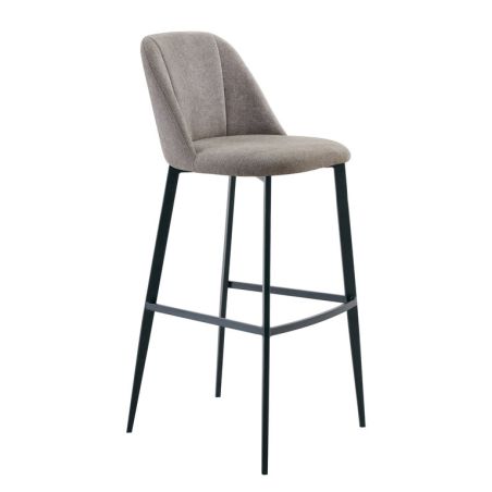 Tabouret de bar MARTIN d'intérieur - Bois noir, tissu 100% PES - métal greige 09