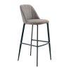 Tabouret de bar MARTIN d'intérieur - Bois noir, tissu 100% PES - métal greige 09