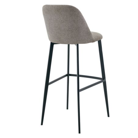 Tabouret de bar MARTIN d'intérieur - Bois noir, tissu 100% PES - métal greige 09