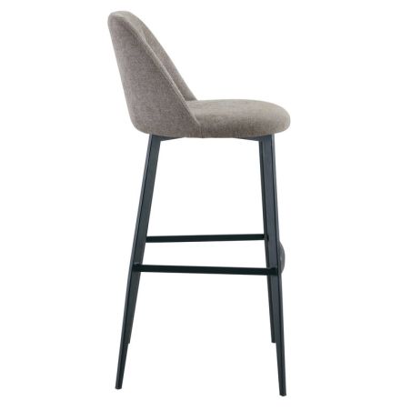 Tabouret de bar MARTIN d'intérieur - Bois noir, tissu 100% PES - métal greige 09