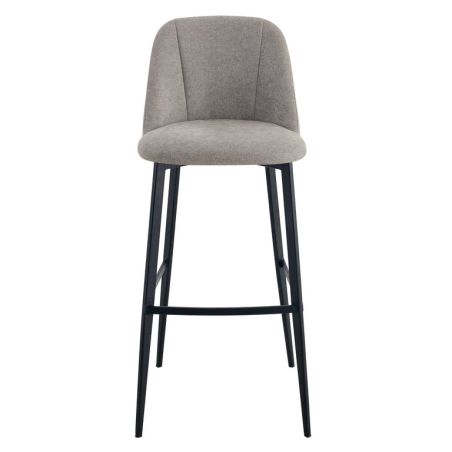 Tabouret de bar MARTIN d'intérieur - Bois noir, tissu 100% PES - métal greige 09