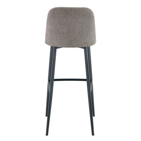 Tabouret de bar MARTIN d'intérieur - Bois noir, tissu 100% PES - métal greige 09