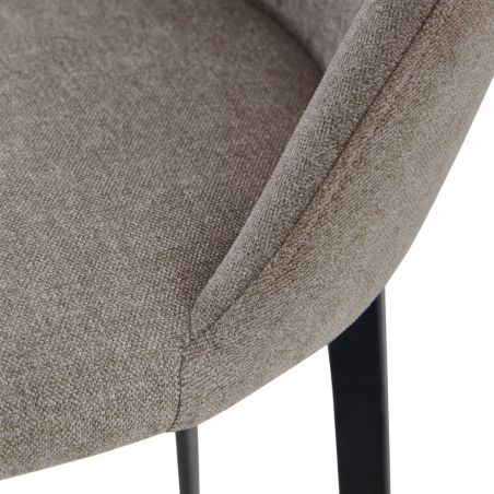 Tabouret de bar MARTIN d'intérieur - Bois noir, tissu 100% PES - métal greige 09
