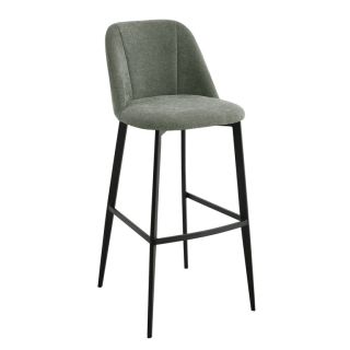 Tabouret de bar MARTIN d'intérieur - Bois noir, tissu 100% PES - métal vert 37