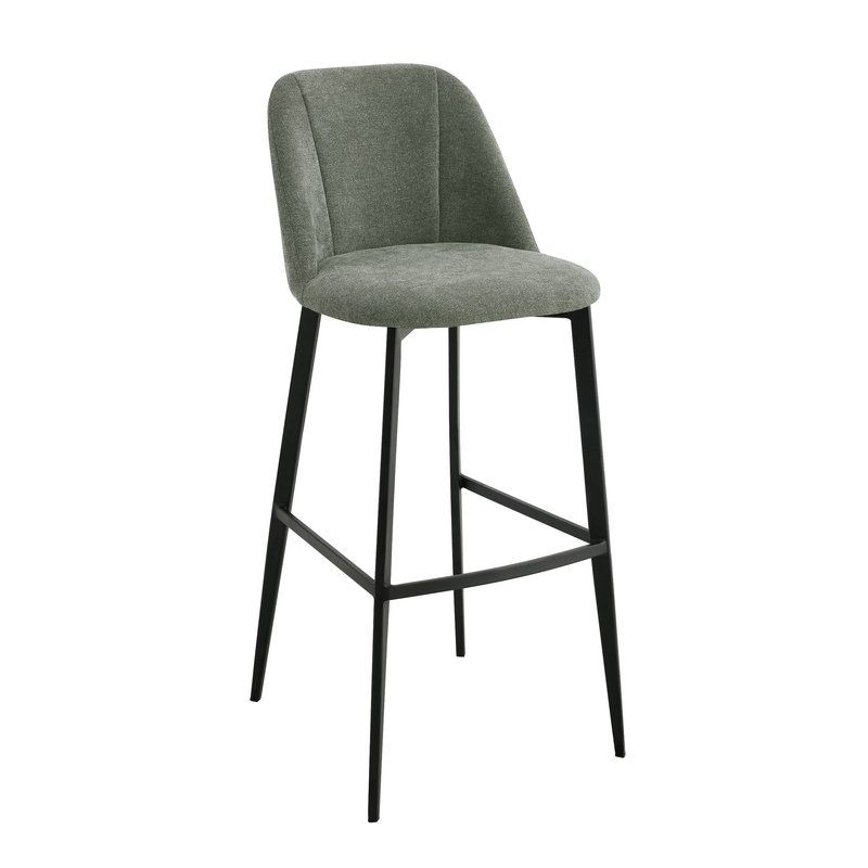 Tabouret de bar MARTIN d'intérieur - Bois noir, tissu 100% PES - métal vert 37