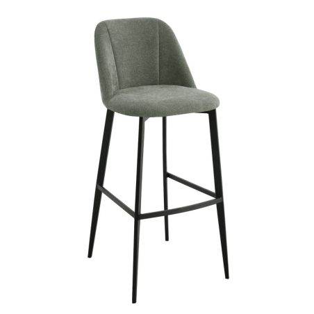 Tabouret de bar MARTIN d'intérieur - Bois noir, tissu 100% PES - métal vert 37
