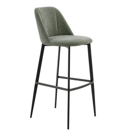 Tabouret de bar MARTIN d'intérieur - Bois noir, tissu 100% PES - métal vert 37