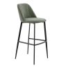 Tabouret de bar MARTIN d'intérieur - Bois noir, tissu 100% PES - métal vert 37