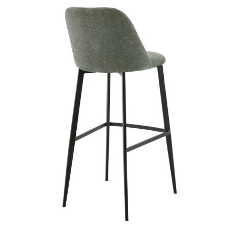 Tabouret de bar MARTIN d'intérieur - Bois noir, tissu 100% PES - métal vert 37