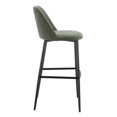 Tabouret de bar MARTIN d'intérieur - Bois noir, tissu 100% PES - métal vert 37