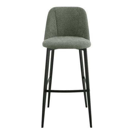 Tabouret de bar MARTIN d'intérieur - Bois noir, tissu 100% PES - métal vert 37