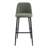 Tabouret de bar MARTIN d'intérieur - Bois noir, tissu 100% PES - métal vert 37