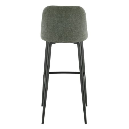 Tabouret de bar MARTIN d'intérieur - Bois noir, tissu 100% PES - métal vert 37
