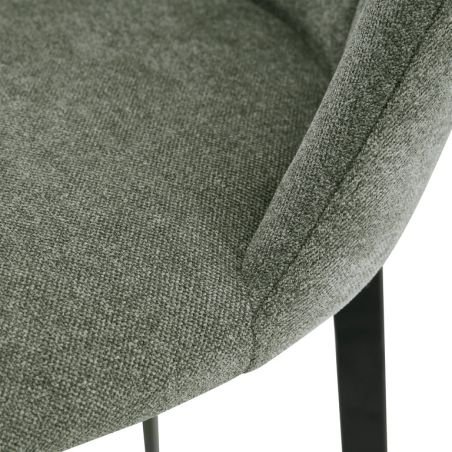 Tabouret de bar MARTIN d'intérieur - Bois noir, tissu 100% PES - métal vert 37