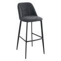 Tabouret de bar MARTIN d'intérieur - Bois noir, tissu 100% PES - métal anthracite 99