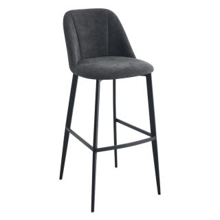 Tabouret de bar MARTIN d'intérieur - Bois noir, tissu 100% PES - métal anthracite 99