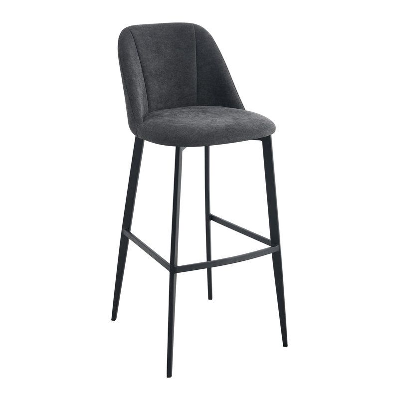 Tabouret de bar MARTIN d'intérieur - Bois noir, tissu 100% PES - métal anthracite 99