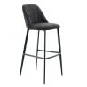 Tabouret de bar MARTIN d'intérieur - Bois noir, tissu 100% PES - métal anthracite 99