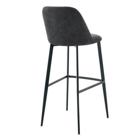 Tabouret de bar MARTIN d'intérieur - Bois noir, tissu 100% PES - métal anthracite 99